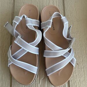 Lucky Brand White Crisscross Sandals
